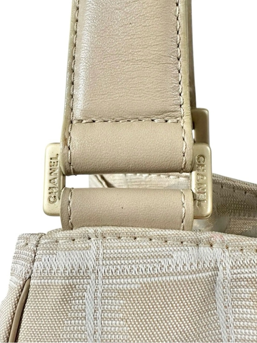 Chanel Beige Nylon & Leather Travel Line Shoulder Bag - Picture 3 of 14